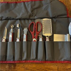 Wolfgang Puck Red and Gray Kitchen Utensil Garnishing Set w/9 tools